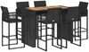 vidaXL 7-tlg. Gartenbar-Set ohne Kissen Schwarz Poly Rattan Akazie 3328892 Bild 2