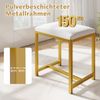 Schminkhocker kleiner Make-up-Stuhl mit weicher gepolsterter Sitzfläche und modernen goldfarbenen Metallbeinen Weiß Bild 5