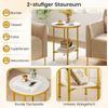 2-stufiger runder Couchtisch 40,5 cm Beistelltisch mit weißer Marmoroptik & Ablagefläche Weiß + Golden Bild 4