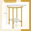 2-stufiger runder Couchtisch 40,5 cm Beistelltisch mit weißer Marmoroptik & Ablagefläche Weiß + Golden Bild 2