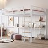 Hochbett 140x200 cm mit Tisch und Regal – Metallbett in Weiß mit Sicherheitsleiter Bild 2