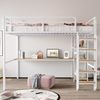 Hochbett 140x200 cm mit Tisch und Regal – Metallbett in Weiß mit Sicherheitsleiter Bild 4