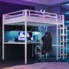 Hochbett 140x200 cm mit Tisch und Regal – Metallbett in Weiß mit Sicherheitsleiter Bild 3