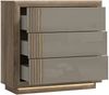Kommode >SAVONA< LED, 3 Schübe, Beige Glanz / Eiche Antik Dekor - 103x98,2x42,3cm BxHxT Bild 5