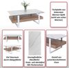 Couchtisch HWC-L88, Wohnzimmertisch Tisch, Ablage Eisen 43x120x60cm Sinterstein Marmor-Optik weiß Holz natur Bild 2