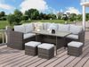 MeXo Gartenlounge-Set Polyrattan Gartenmöbel Set 8 Personen mit Esstisch, (Belastbarkeit pro Sitzplatz bis zu 140kg, 7-tlg, 3x Hocker, 2x 2er Sofa, 1xEcksofa, Tisch 132x76x67cm, Inkl. Auflagen), wetterfestes Loungemöbel Set für Terrasse und Garten Bild 2
