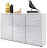 Vladon Sideboard Ben V3, Kommode mit 3 Türen und 2 Schubladen, Weiß matt/Weiß Hochglanz (117 x 74 x 36 cm) Bild 5