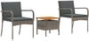 vidaXL Garten Bistro Set mit Kissen 3-teilig Grau Poly-Rattan 42025110 Bild 2