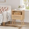 Nachttisch Set Rattan Boho Holz Schublade Regal Massivholz Sofa Beistelltisch Bild 4