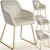 tectake Esszimmerstuhl Polsterseesel in Samtoptik, Belastbarkeit 120 kg, 57 x 61 x 85,5 cm (Küchenstuhl Jeane in Samtoptik creme/gold, 4 St), höhenverstellbare Füße, durchgehende Lehne, Kufengestell aus Stahl Bild 4