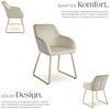 tectake Esszimmerstuhl Polsterseesel in Samtoptik, Belastbarkeit 120 kg, 57 x 61 x 85,5 cm (Küchenstuhl Jeane in Samtoptik creme/gold, 4 St), höhenverstellbare Füße, durchgehende Lehne, Kufengestell aus Stahl Bild 2
