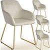 tectake Esszimmerstuhl Polsterseesel in Samtoptik, Belastbarkeit 120 kg, 57 x 61 x 85,5 cm (Küchenstuhl Jeane in Samtoptik creme/gold, 4 St), höhenverstellbare Füße, durchgehende Lehne, Kufengestell aus Stahl Bild 5
