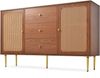 Kommode 150x40x90 cm, 2 Türen & 3 Schubladen, höhenverstellbarer Einlegeboden, Nussbaumoptik,Nussbaum Bild 5