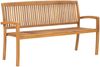 vidaXL Stapelbare Gartenbank mit Auflage 159 cm Massivholz Teak 3063315 Bild 2