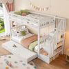 Merax 90*200cm Etagenbett, Treppenregal, ausgestattet mit ausziehbares Rollbett, hohe Geländer, weiß Bild 2