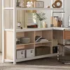 Hochbett mit Schreibtisch, Regal, Leiter und Kleiderschrank, 140x200 cm, Kinderbett mit Rausfallschutz, Metallbett Bild 4