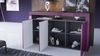 Vladon Sideboard Valencia, Kommode mit 3 Türen und 1 offenem Fach, Schwarz matt/Weiß Hochglanz/Schwarz Hochglanz (155 x 92 x 40 cm) Bild 2