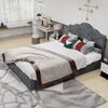 Flieks Doppelbett 140x200cm, Polsterbett mit Kopfteil, Bettkasten & Stauraum, Einzigartiges Nietendesign, Grau Bild 2