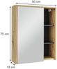 Badspiegelschrank Viola Artisan/Grau 60 x 75 cm mit offenen Regalen Vicco Bild 2