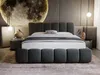 GRAINGOLD Cloud Bett 180x200, Polsterbett mit Bettkasten, Velvet-Stoff, mit Kopfteil, Dunkelgrau Bild 3