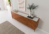 Sideboard Akazie 200x40x76 natur lackiert / Marmor weiß KARLSTAD #16 Bild 2