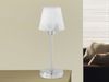 LED Tischleuchte Glasschirm Weiß Sockel Silber - Touch dimmbar, Höhe 32cm Bild 5