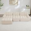 3-Sitzer modulares Ecksofa H 79 x T 288 x B 167 cm aus granuliertem Fleece mit Ottoman, Beige-Weiß Bild 2