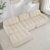 3-Sitzer modulares Ecksofa H 79 x T 288 x B 167 cm aus granuliertem Fleece mit Ottoman, Beige-Weiß Bild 4