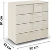 rauch Aditio Box, Kommode, 5 Schubladen, mit Glasfront, mit Softclose-Funktion, Farbe Beige, BxHxT 80x81x42cm Bild 4