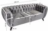 Edles Chesterfield Sofa 3 Sitzer Velours grau Couch Polstersofa Wohnlandschaft Bild 4