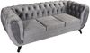 Edles Chesterfield Sofa 3 Sitzer Velours grau Couch Polstersofa Wohnlandschaft Bild 2
