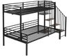 Etagenbett 90/120x200 cm aus MDF und Metall mit Eckleiter, Rausfallschutz und Stauraum Bild 4