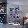 FUROKOY Glasvitrine Standvitrinen, Vitrine aus gehärtetem Glas (Set, 1-St, Vitrinenschrank mit 2 Glastür und Lichtleiste für Sammler, Bücher) Weiß 3 Lagen Sammlervitrine Bild 5