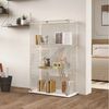 FUROKOY Glasvitrine Standvitrinen, Vitrine aus gehärtetem Glas (Set, 1-St, Vitrinenschrank mit 2 Glastür und Lichtleiste für Sammler, Bücher) Weiß 3 Lagen Sammlervitrine Bild 2
