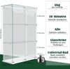 FUROKOY Glasvitrine Standvitrinen, Vitrine aus gehärtetem Glas (Set, 1-St, Vitrinenschrank mit 2 Glastür und Lichtleiste für Sammler, Bücher) Weiß 3 Lagen Sammlervitrine Bild 4