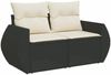 vidaXL 5-tlg. Garten-Sofagarnitur mit Kissen Schwarz Poly Rattan 3327255 Bild 5