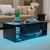 PXloue Couchtisch LED-Couchtisch mit Stauraum und modernem Design (Hochglänzender), Praktischer Tisch mit Schubladen und integrierter Beleuchtung Bild 2