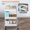 HOMCOM Servierwagen Küchenwagen Metallrollwagen 3-Etagen mit großem Stauraum und Deckel, (Servierwagen, 1 St, Küchenregal mit Rollen), 45cm x 31cm x 79,4cm Bild 3