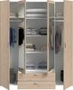 Kleiderschrank >Daily 13< 5 Böden, 2 Stangen, 2 Schübe, Eiche Dekor/Spiegel - 160x185x51cm BxHxT Bild 3