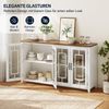 Merax 160cm Küchen-Sideboard mit Glastüren, einem geräumigen Staufach, einer Arbeitsplatte in Holzoptik und einer Kippsicherung, Weiß Bild 5