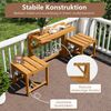 COSTWAY Gartenbank, 2-Sitzer 2 in 1 Gartentisch mit Sitzbank Balkonset Bild 3