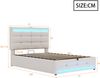 Polsterbett 90×200 cm mit RGB-LED, USB und verstellbarem Kopfteil, Beige Bild 5