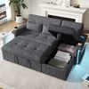 OKWISH Schlafsofa Ecksofa 209x141,5x90 cm: Schlaffunktion, LED, Chenille, Set 1 Teile, Wohnzimmersofa mit Stauraum, umwandelbar in ein Schlafsofa Bild 2