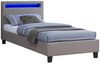 CARO-Möbel Polsterbett Himalaya mit LED Beleuchtung Einzelbett Jugendbett 90x200 cm mit Lattenrahmen, in grau Stoffbezug Bild 2