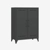 Bisley Fern Middle Sideboard, mit zwei festen Fachböden, aus hochwertigem, nachhaltigem Stahl hergestellt, 16 mm große Design Lüftungslöcher auf allen Türen, moderner und industrieller Flair, mit integrierten Füßen, H 1100 x B 800 x T 400 mm, Farbe ant... Bild 2