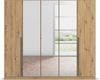 rauch Kleiderschrank Alba, Drehtürenschrank, Garderobenschrank, 5-türig, mit Spiegel, 4 Kleiderstangen, 5 Einlegeböden und Schubladeneinsatz, Farbe Eiche Artisan, Holz, Griffstange Grau metallic, Schwarz, 226x197x54cm Bild 2