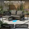 STEELSØN 'Asteri' Gartenlounge-Set, 5-tlg. Metall-Sitzgruppe mit 2 Sesseln, 2 Hockern und Tisch, inkl. Sitzpolster, schwarz/anthrazit, wetterfest Bild 4