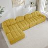 Modulares Sofa mit Ottoman, Granulierter Fleece, 366x165x79 cm, gelb, ohne Montage Bild 2
