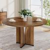 Tribesigns Esstisch Runder Esstisch 100 cm, Holztisch für 4 Personen, Braun/Schwarz (1 x Esstisch 1 x Zubehörpaket 1 x Anleitung), Esszimmertisch im Landhausstil, Küchentisch aus Holz im Industrial Bild 5