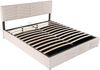 Polsterbett,Doppelbett,hydraulisches Funktionsbett,Samt,Streifen-Stil,Continentalbett,höhenverstellbares Kopfteil,180 x 200,Beige Bild 5